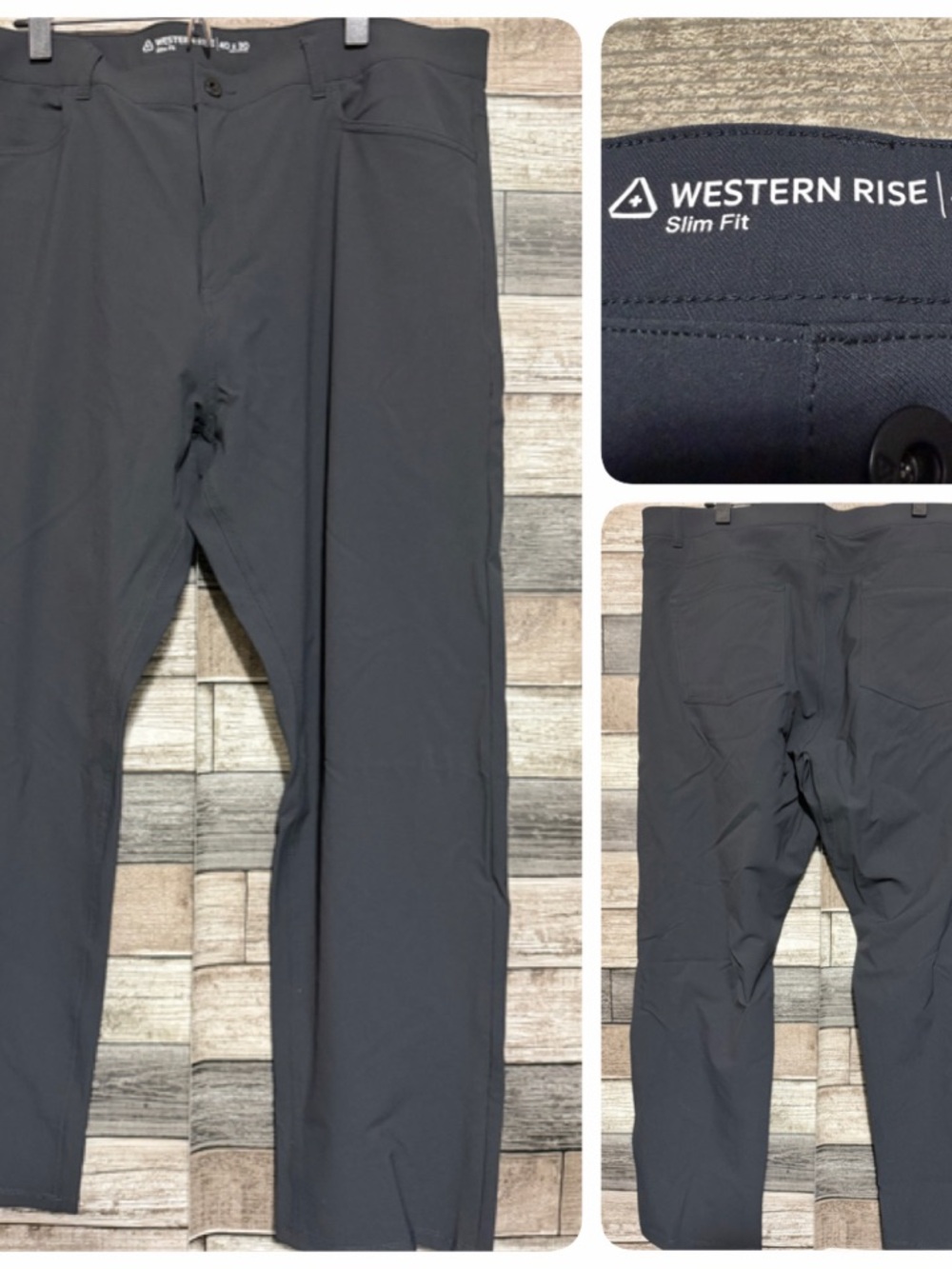 Western Rise Slim Fit Performance Pants Men’s 40x30 Black Stretch